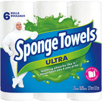 SpongeTowels Ultra Paper Towel, Ultra Abosrbent, 6 Rolls, 432 Count