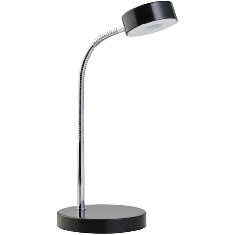 Globe Electric 12643 Energy Star Integrated LED Desk Lamp, Matte Black, Chrome Gooseneck, 5 Watts, 250 Lumens