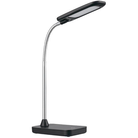 Globe Electric 12792 LED Integrated Desk Lamp, Black, Chrome Gooseneck, 5 Watts, 260 Lumens