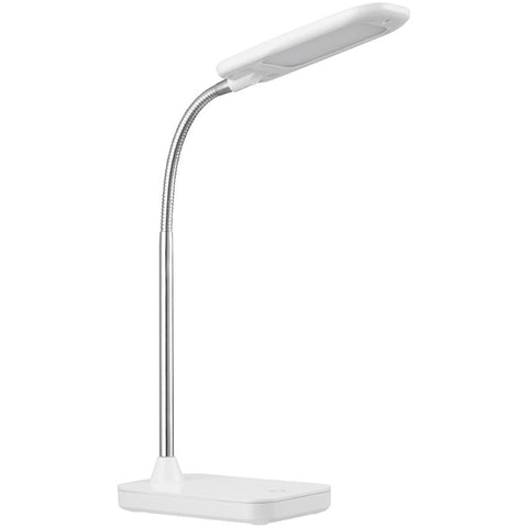 Globe Electric 12793 LED Integrated Desk Lamp, White, Chrome Gooseneck, 5 Watts, 260 Lumens