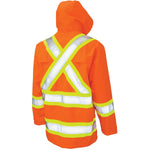 Hi-Visibility Orange Rain Safety Jacket - Large