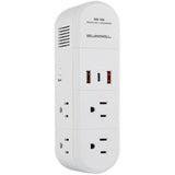 Swivel Power with 6 Outlets - 2 USB & 1 C Charging Ports, White