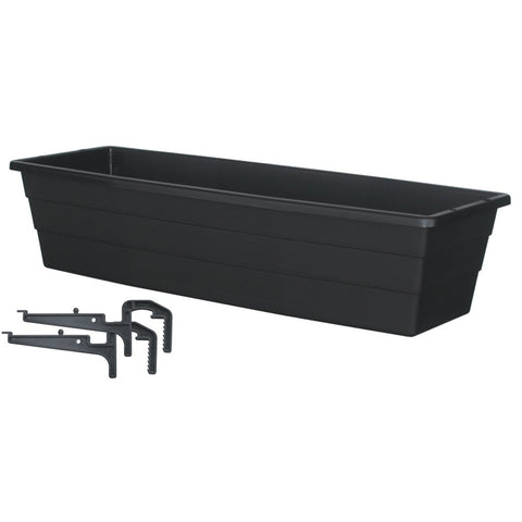 18 inch(s) x 6 inch(s) Black Balcony Planter