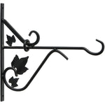 12" Black Metal Planter Bracket, with Leaf Design