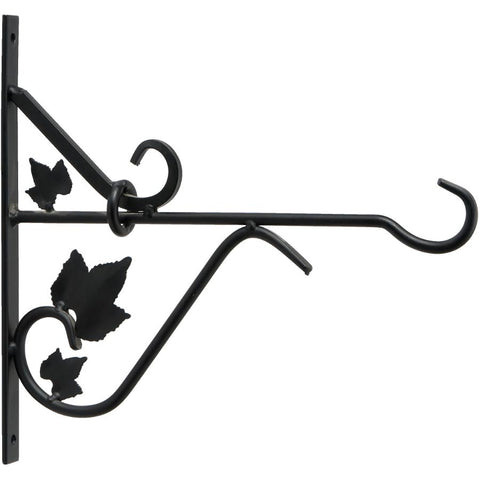 12" Black Metal Planter Bracket, with Leaf Design