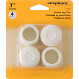 1" Off-White Rubber Furniture Leg Tips - 4 Pack