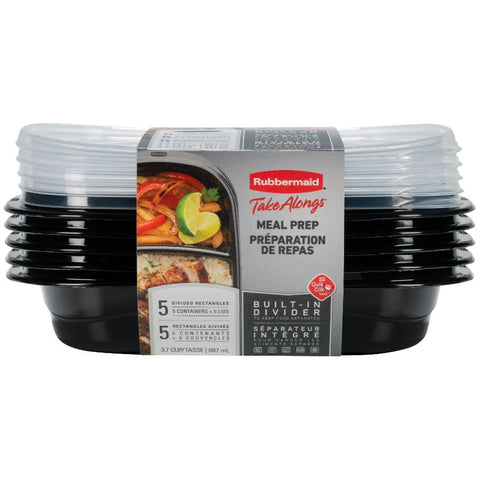 TakeAlongs Divided Rectangle Food Containers - 887 ml, 5 Pack