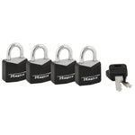 Master Lock 121Q in Living Color Black Covered Padlock (4-Pack)