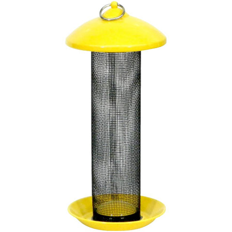 Stokes Select Finch Screen Bird Feeder with Metal Roof, Yellow, 1.1 lb Seed Capacity