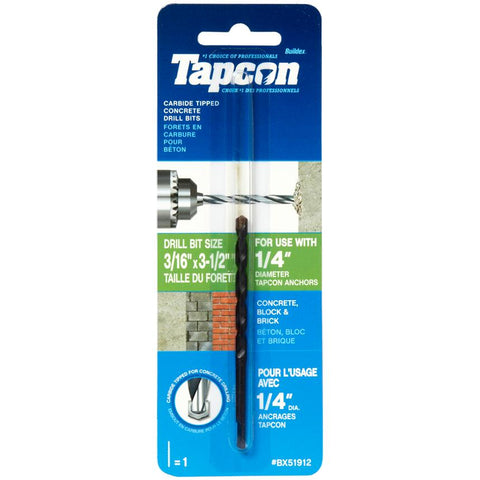 Tapcon - BX51912 - Tap Drill Bit - 3/16 x 3-1/2-Inch - (Pack of 1)