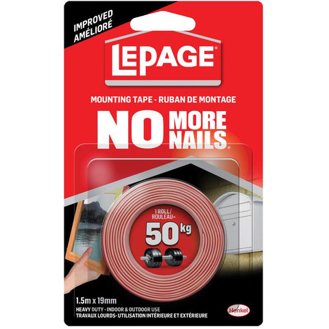 LePage 2125574 No More Nails Mounting Tape, 1 Roll