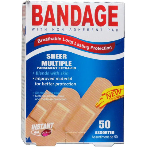 Instant Aid Sheer Multiple Bandage (50 in 1 Pack) 311492 by Purest