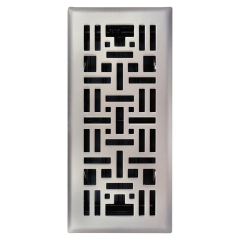 Imperial RG3253 Art & Craft Design Floor Register, Stamped Steel, Satin Nickel, 4" Ch x 10" W