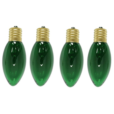 Indoor/Outdoor C9 Incandescent Bulbs - Green, 4 Pack