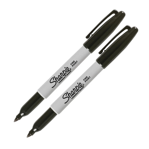 Fine Tip Permanent Markers - Black, 2 Pack