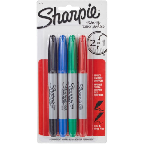 Sharpie Twin Tip Set/4 Carded