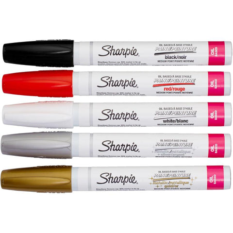 Sharpie PAINT Marker Paint, Permanent Oil-Base Marker Medium, 5-Carded, Assorted (1770458)