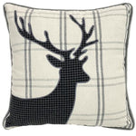 Plaid Deer Decorative Pillow - Grey