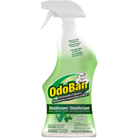 OdoBan Ready-to-Use Eucalyptus Disinfectant and Odour Eliminator, Fabric & Air Freshener, Pet Odour Remover, Multi-Purpose Cleaner Spray 32 Oz (946 ml)