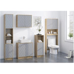 12" x 67" Cilla Linen Tower Cabinet - with Two Doors, Grey