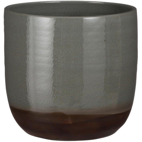 11.8" Nora Pot Ceramic Planter - Glazed Green-Terracotta