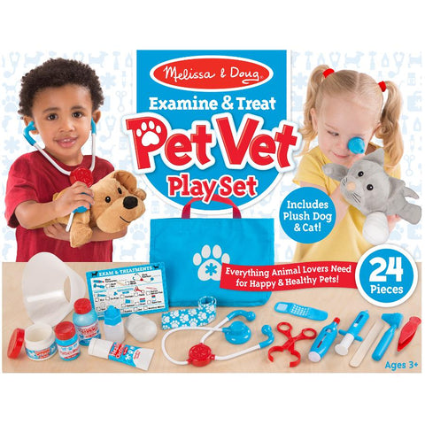 Melissa & Doug Examine & Treat Pet Vet Play Set, Animal & People Play Sets, Helps Children Develop Empathy, 24 Pieces