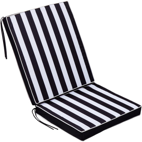 High Back Chair Cushion - Black + Stripe