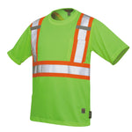 Work King Men's Short Sleeve Safety T-Shirt with Pocket Outerwear, Fluorescent Green, XL