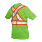 Work King Men's Short Sleeve Safety T-Shirt with Pocket Outerwear, Fluorescent Green, XL