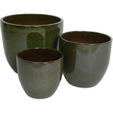 Green Matteo Ceramic Planters - 3 Piece, Assortment