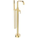 Indy Single Handle Freestanding Tub Faucet - with Hand Shower + Knurled Accents, Matte Gold