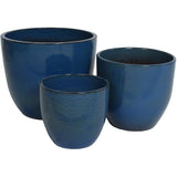 Dark Blue Matteo Ceramic Planters - 3 Piece, Assortment