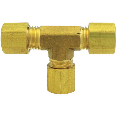 1/4" Brass 3 Tube Union Compression Tee