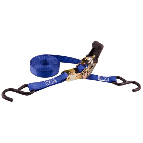 Erickson 31415 Pro Series Blue 1-Inch x 15-Inch Rubber Handle Ratcheting Tie-Down Strap