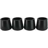 1" Black Rubber Furniture Leg Tips - 4 Pack