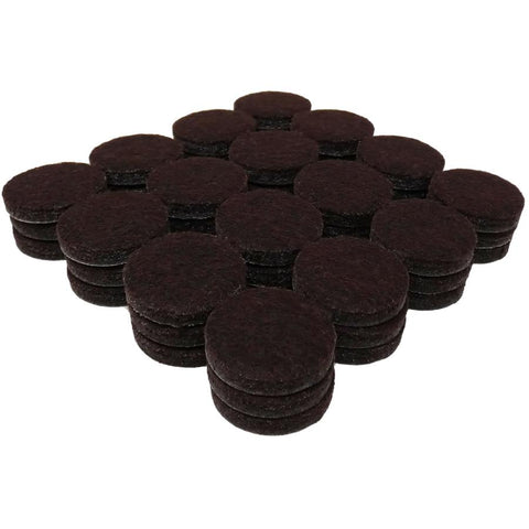 1" Heavy Duty Round Felt Pads - Brown, 48 Pack