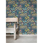 Groovy Garden Peel & Stick Wallpaper - Navy, 20.5" x 18'