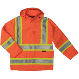 Hi-Visibility Orange Rain Safety Jacket - Large