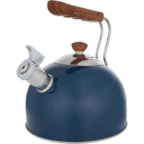 Tea Kettel with Short Wood Handle - Navy, 2.3 L