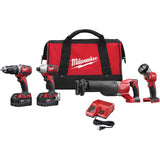 M18 Cordless 4-Tool Combo Kit - Hammer Drill, Reciprocating Saw, Impact Driver & Work Light