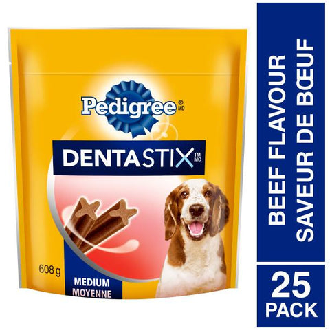 Denta Stix Dog Treats - Beef, 25 Pack