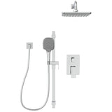 Quadrato Single Handle Pressure Balanced Shower Faucet with Rainhead + Handshower - Chrome, 2-Way Valve