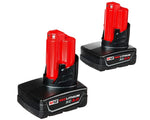 Milwaukee 48-11-2412 Twin Pack of 3.0 Amp Hour Extended Capacity 12V Lithium Ion Batteries