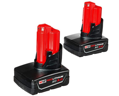 Milwaukee 48-11-2412 Twin Pack of 3.0 Amp Hour Extended Capacity 12V Lithium Ion Batteries