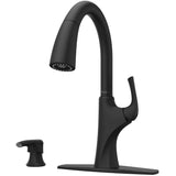 Rancho Single Handle Pull-Down Kitchen Faucet - with Soap Dispenser, Matte Black