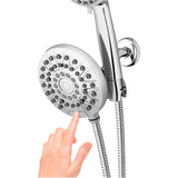 One Touch 7 Setting Dual Wall Mount & Handheld Showerhead - with PowerPulse Massage, Chrome