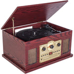 Proscan 6-in-1 Nostalgic Bluetooth Turntable with CD, Cassette, AUX and AM/FM Radio - Brown