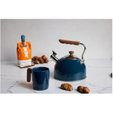 Tea Kettel with Short Wood Handle - Navy, 2.3 L