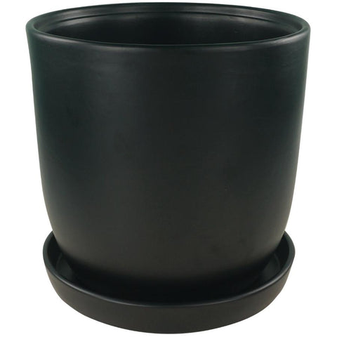 11.75" Egg Pot Ceramic Planter - Matte Black