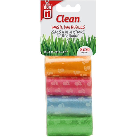 Dog Waste Bags - 20 Bags per Roll, 8 Rolls